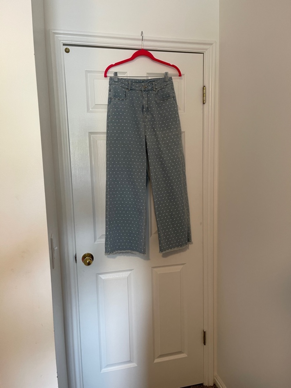 Cloud Ten - Light Blue Polka Dot Wide-Leg Jeans